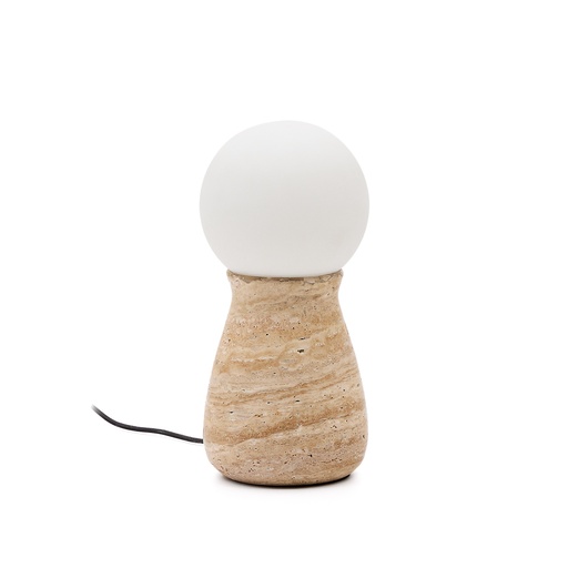 Okeni table lamp made of travertine and glass