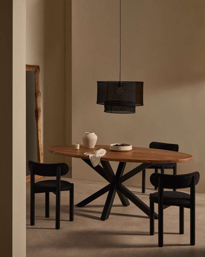 Mariela linen ceiling lamp shade in a black finish Ø 60 x 40 cm