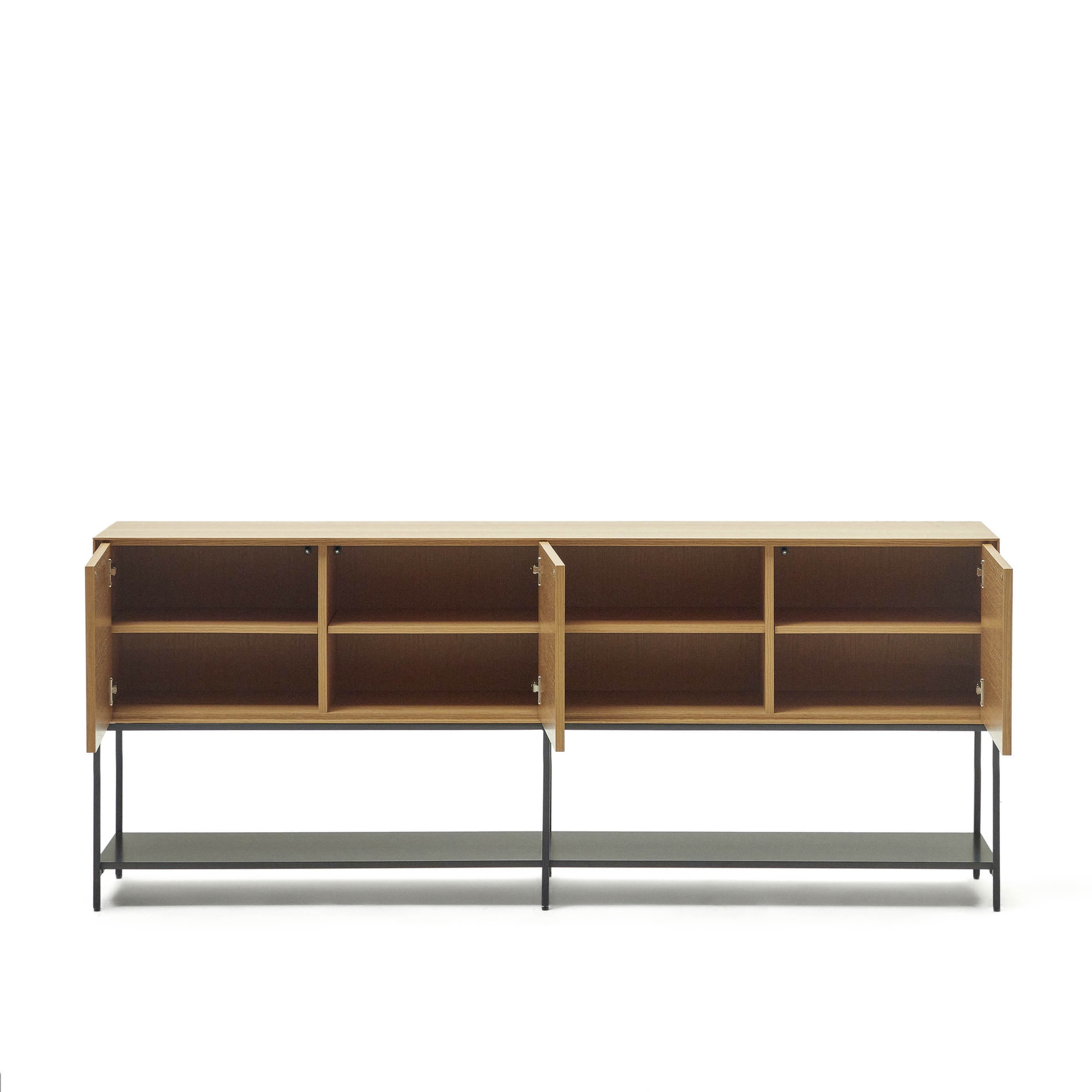 Vedrana 3 door sideboard in oak veneer with steel legs, 195 x 80 cm