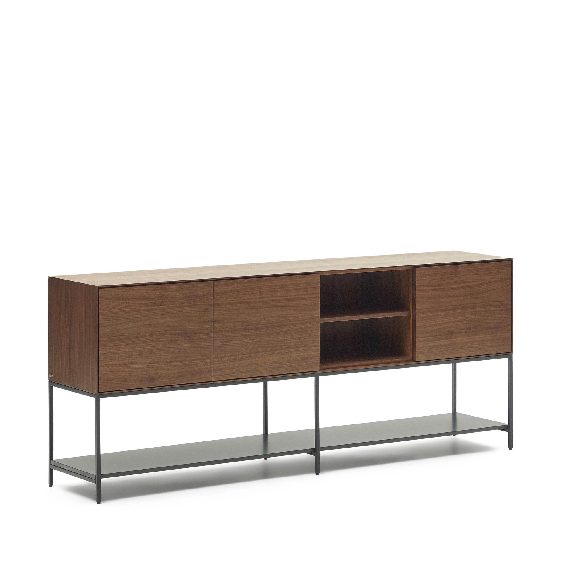 Vedrana 3 door sideboard in walnut veneer with steel legs, 195 x 80 cm