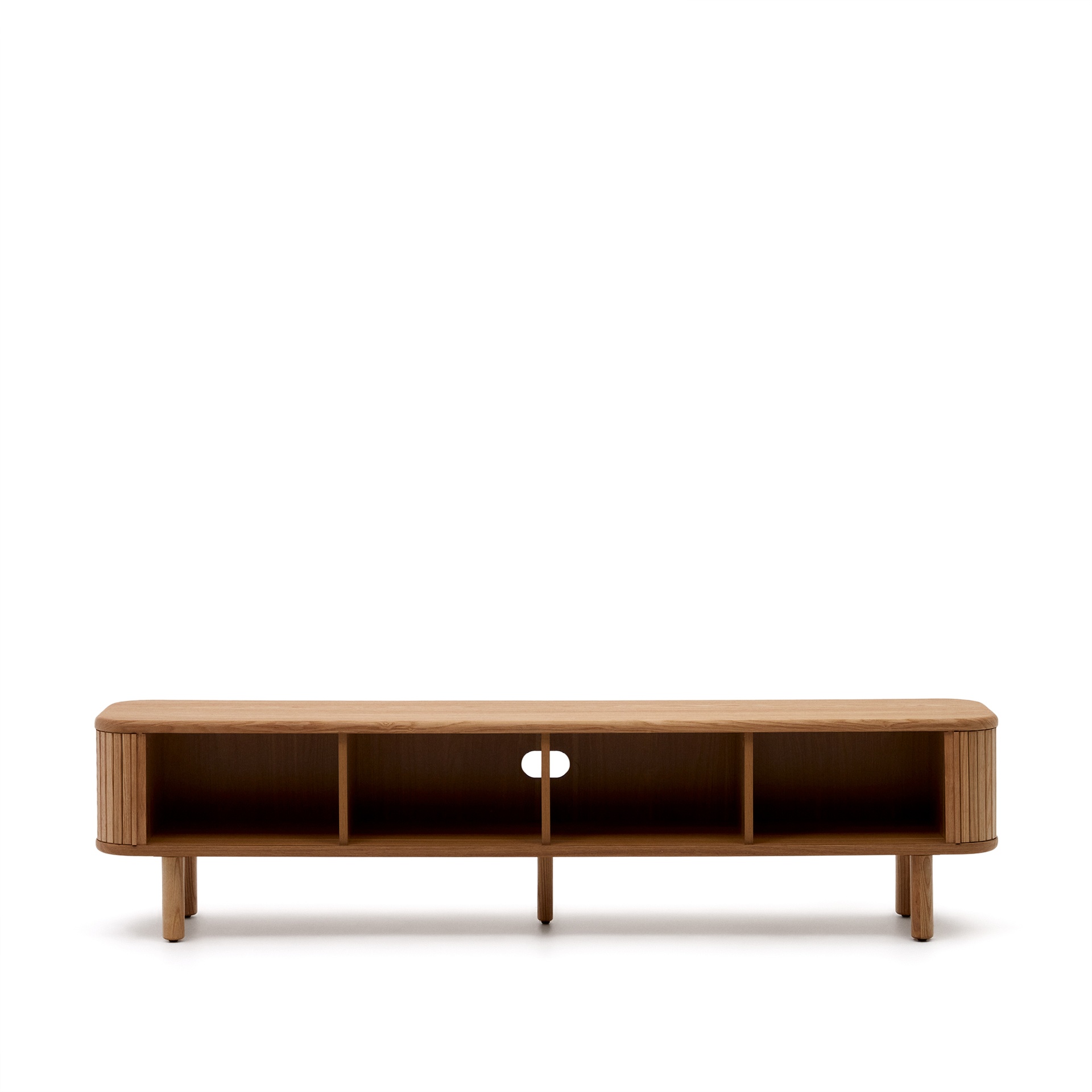 Mailen 2 door TV stand in ash veneer with a natural finish 200 x 50 cm