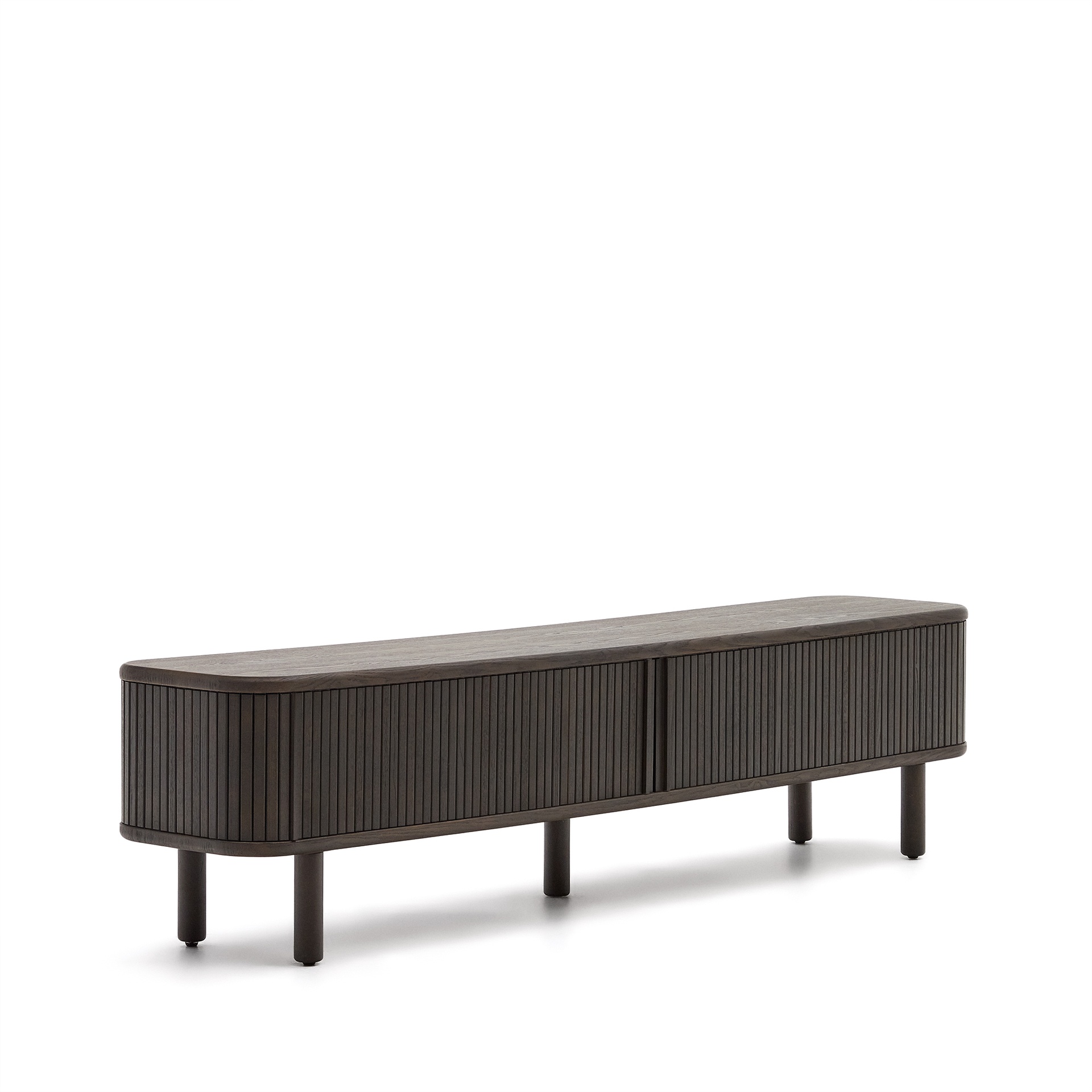 Mailen 2 door TV stand in ash veneer with a dark finish 200 x 50 cm