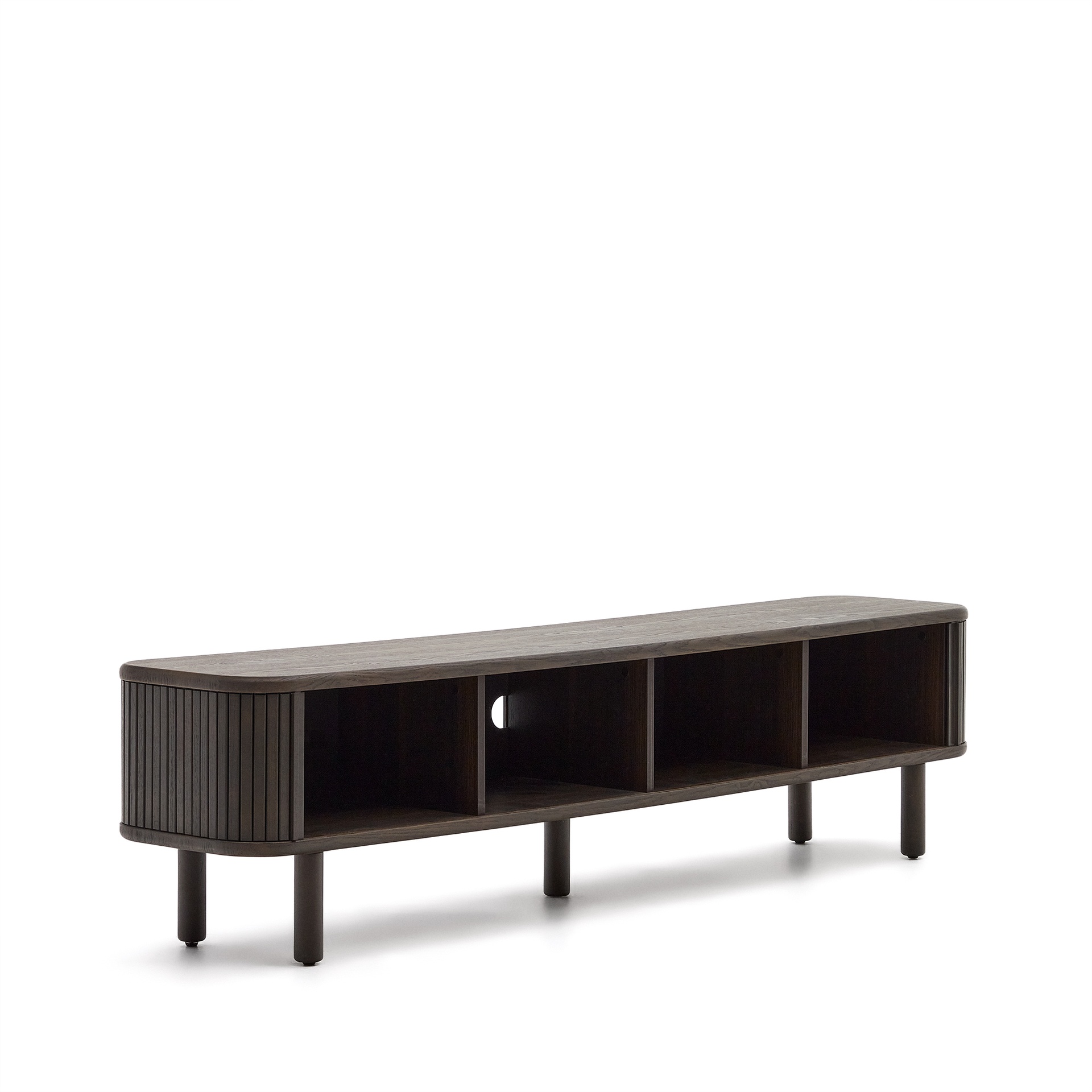 Mailen 2 door TV stand in ash veneer with a dark finish 200 x 50 cm