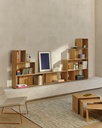 Litto set of 9 modular shelving units in oak wood veneer, 202 x 114 cm