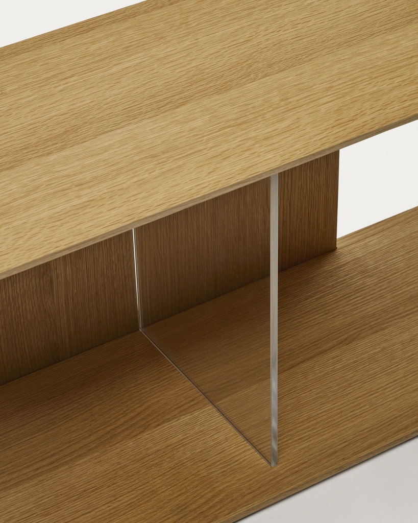 Litto set of 9 modular shelving units in oak wood veneer, 202 x 114 cm