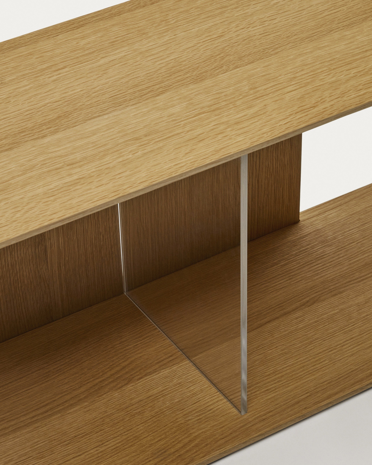 Litto set of 9 modular shelving units in oak wood veneer, 202 x 114 cm