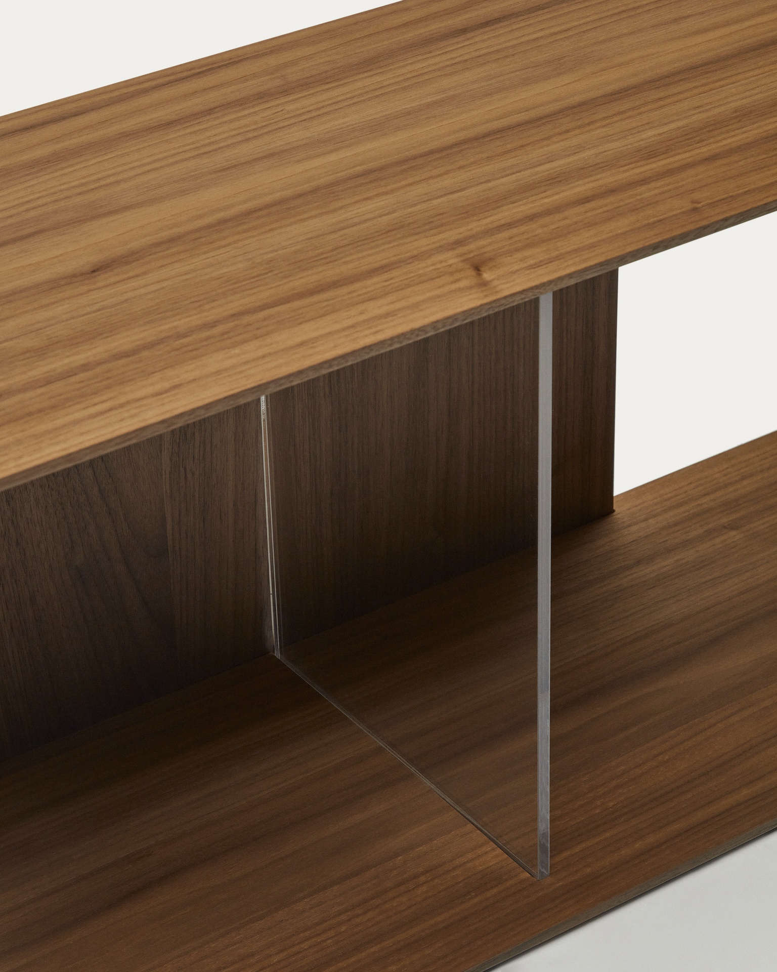 Litto set of 9 modular shelving units in walnut wood veneer, 202 x 114 cm