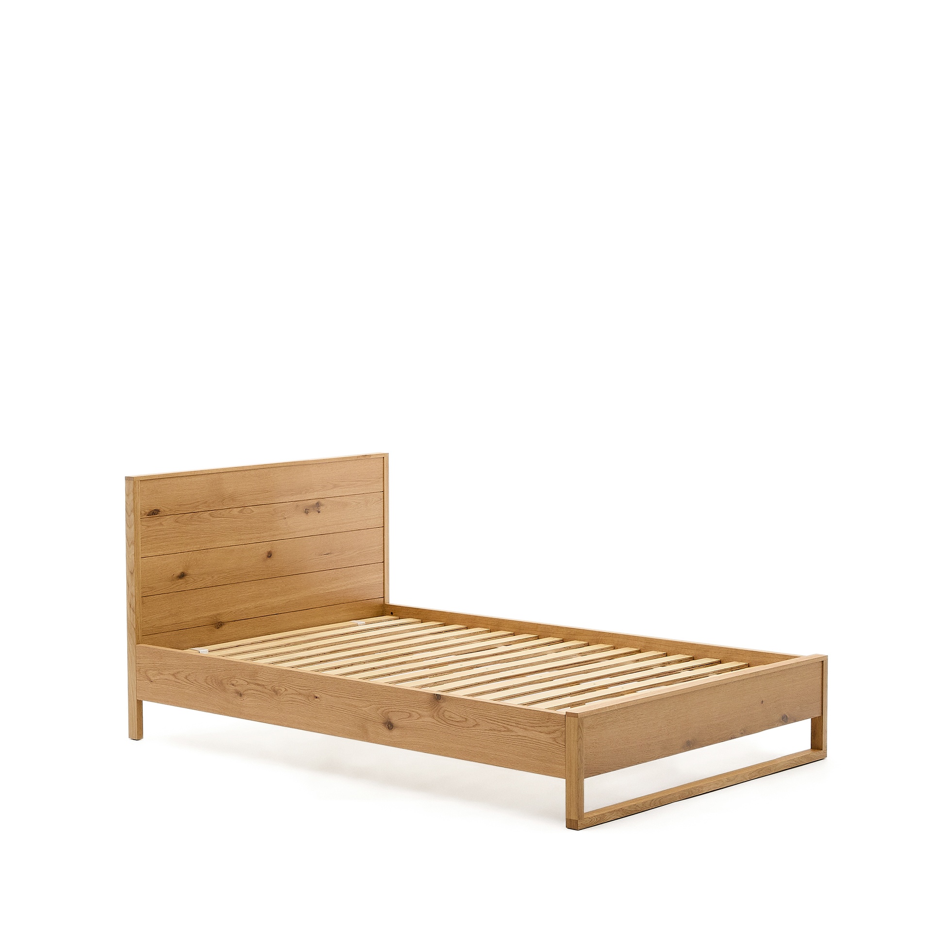 Alguema bed in oak veneer with natural finish for 90 x 190cm mattress