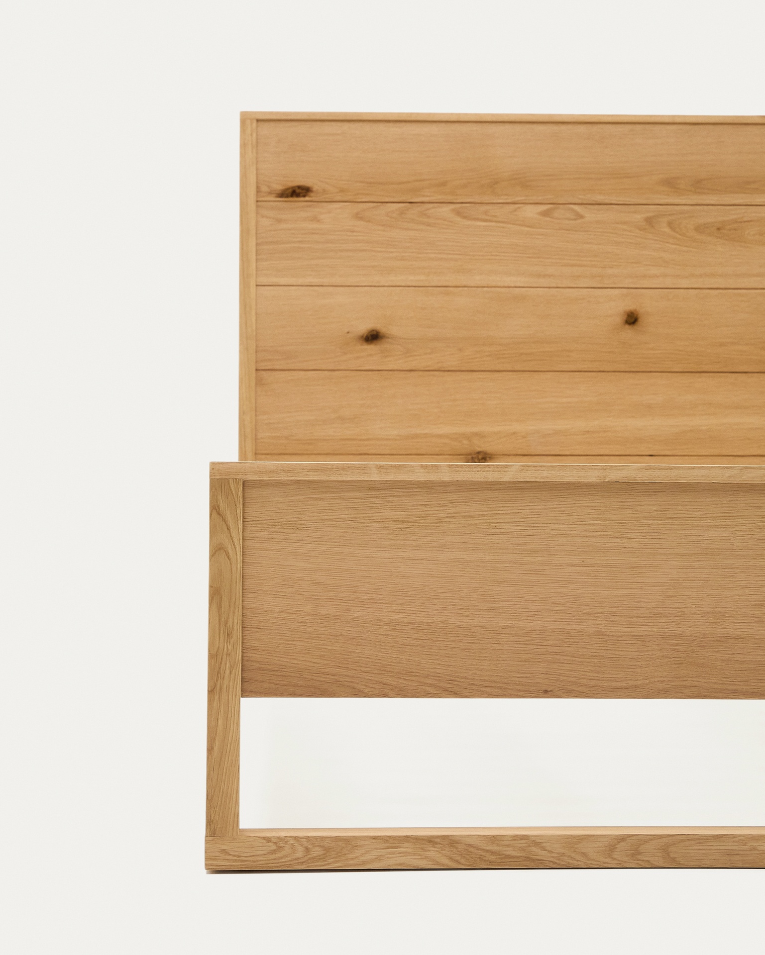 Alguema bed in oak veneer with natural finish for 90 x 190cm mattress