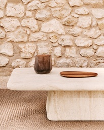 Drasi coffee table in cement with travertine-effect finish 140 x 70cm