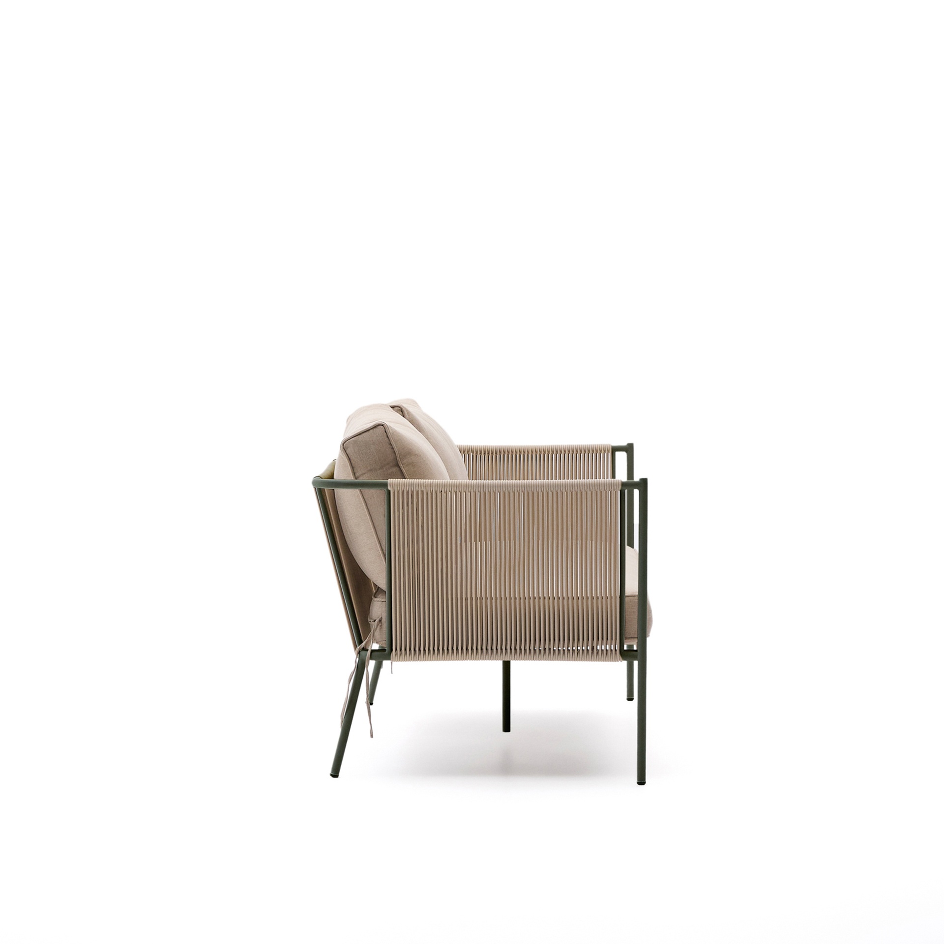 Zivia outdoor 2-seater sofa in ecru rope cord and green galvanised steel 178cm