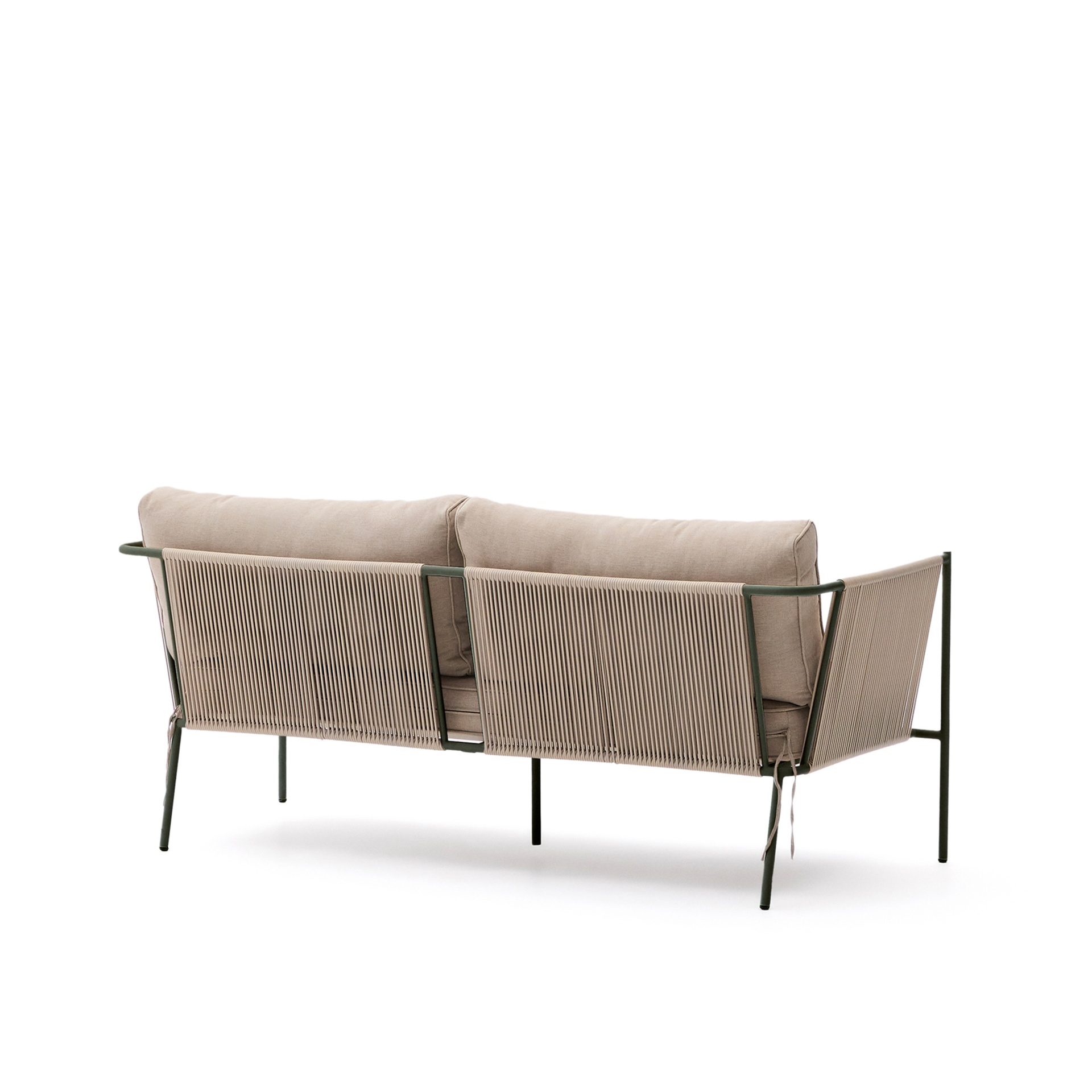 Zivia outdoor 2-seater sofa in ecru rope cord and green galvanised steel 178cm