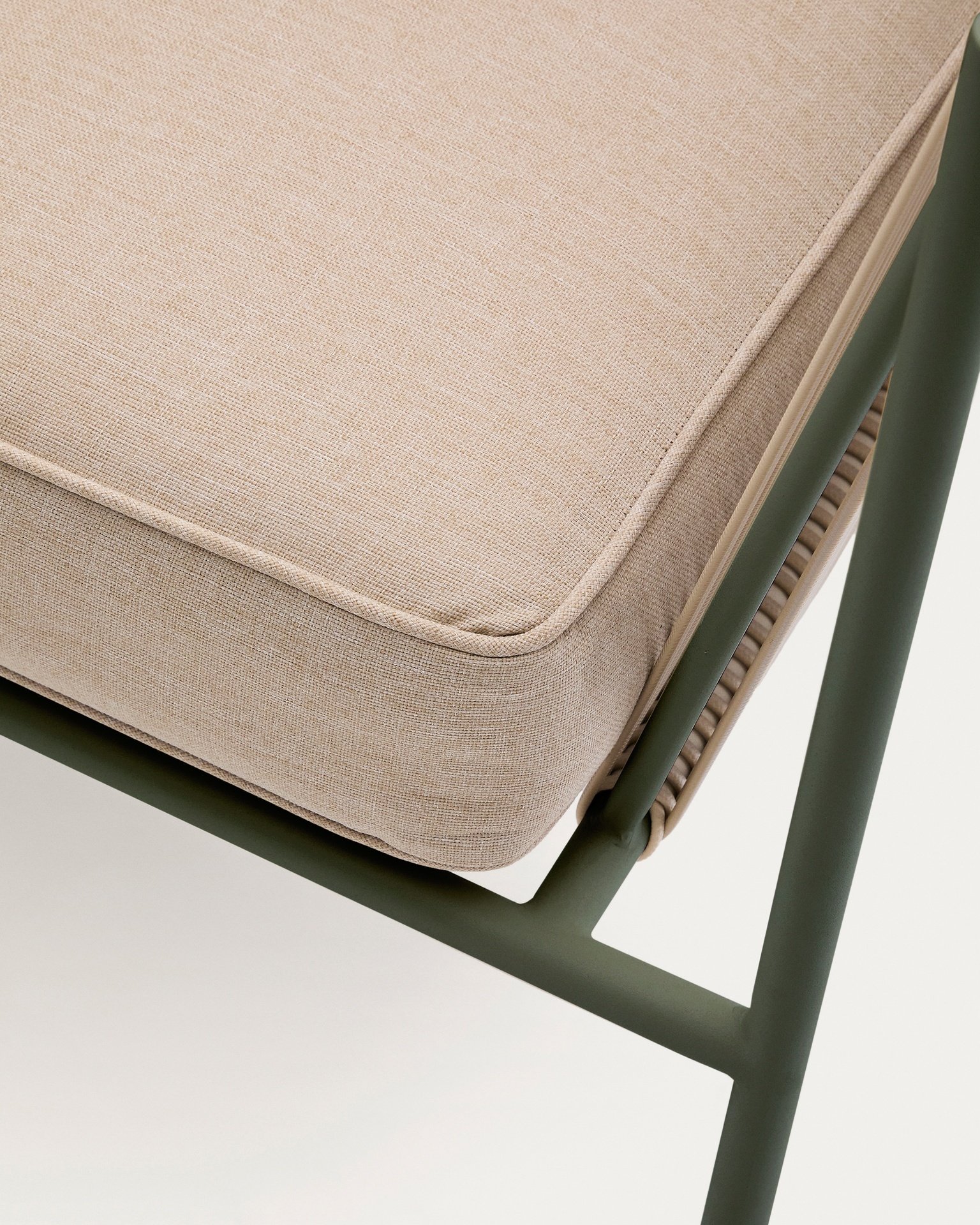 Zivia outdoor 2-seater sofa in ecru rope cord and green galvanised steel 178cm