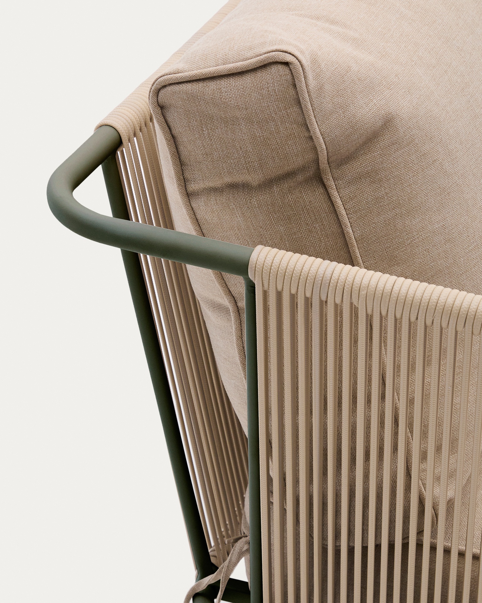 Zivia outdoor 2-seater sofa in ecru rope cord and green galvanised steel 178cm