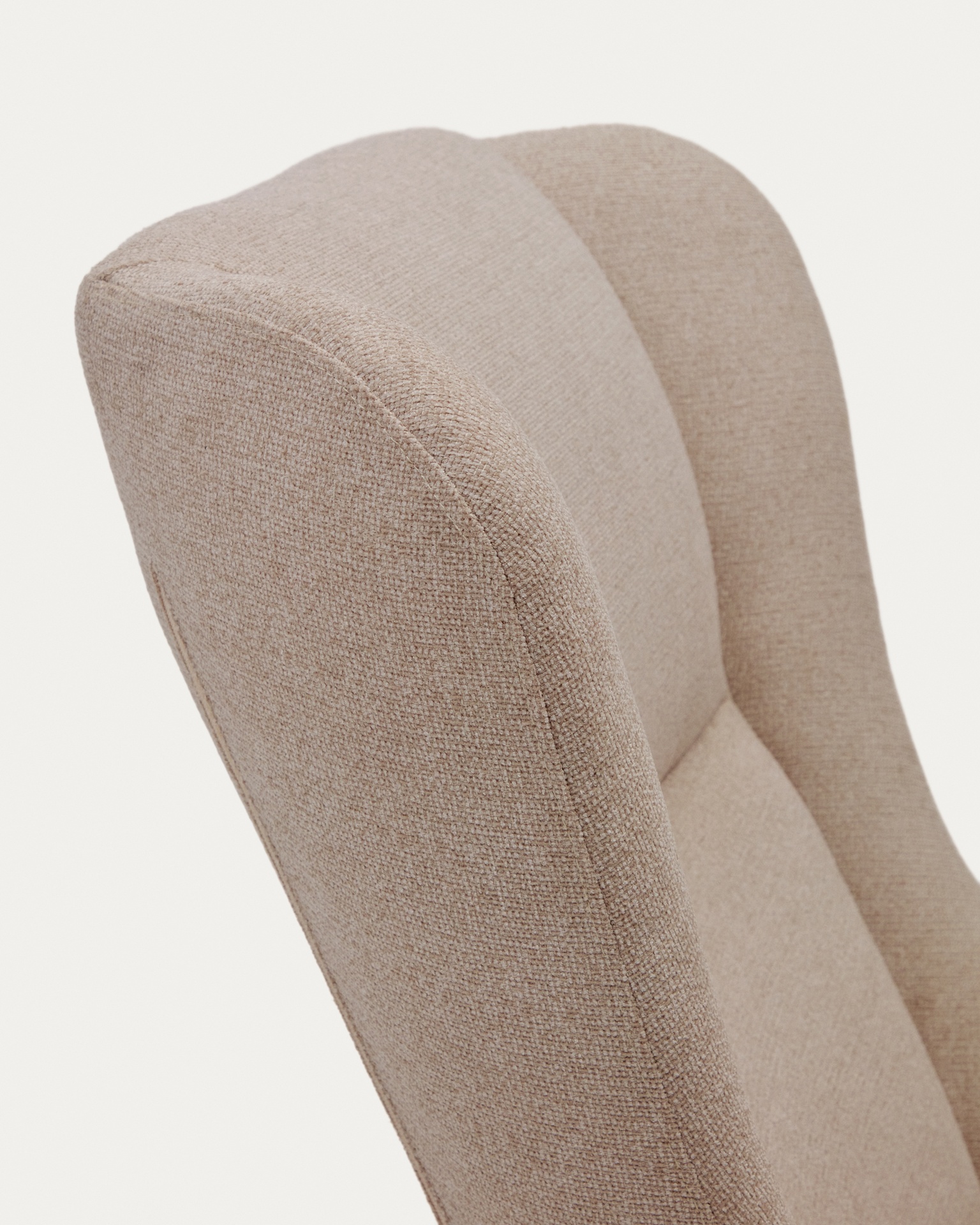 Maustin rocking chair in beige chenille with a black steel structure and beech wood 