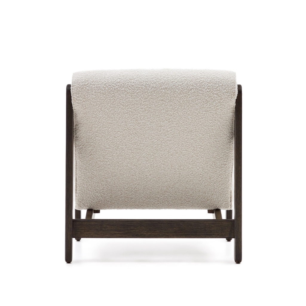 Magira armchair in white bouclé and solid oak wood with a dark finish