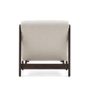 Magira armchair in white bouclé and solid oak wood with a dark finish