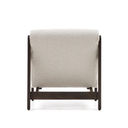 Magira armchair in white bouclé and solid oak wood with a dark finish