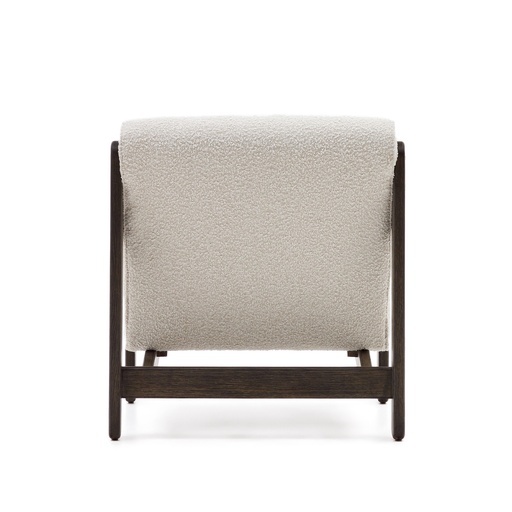 Magira armchair in white bouclé and solid oak wood with a dark finish