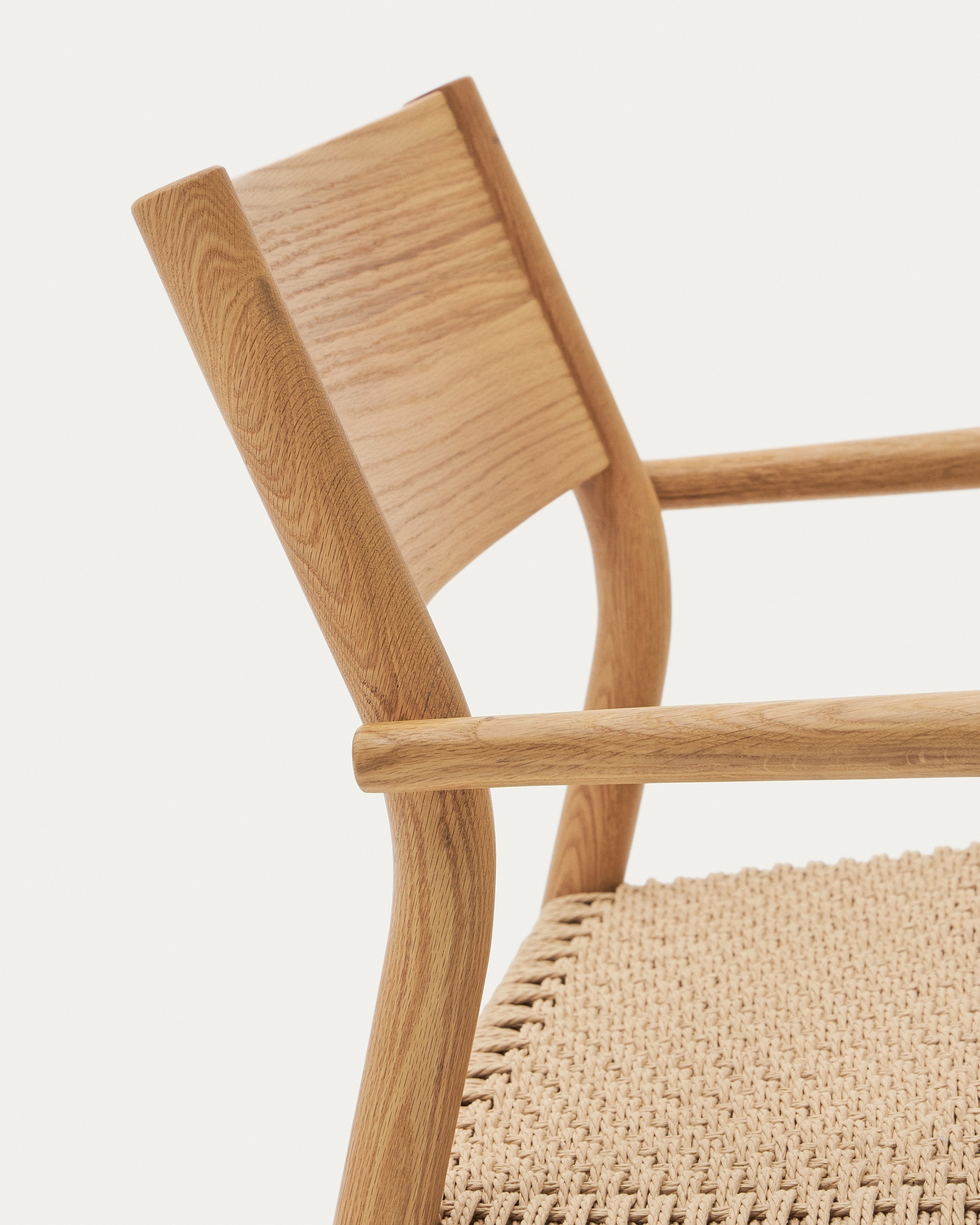 Yalia armchair in natural solid oak with  paper rope seat FSC 100%