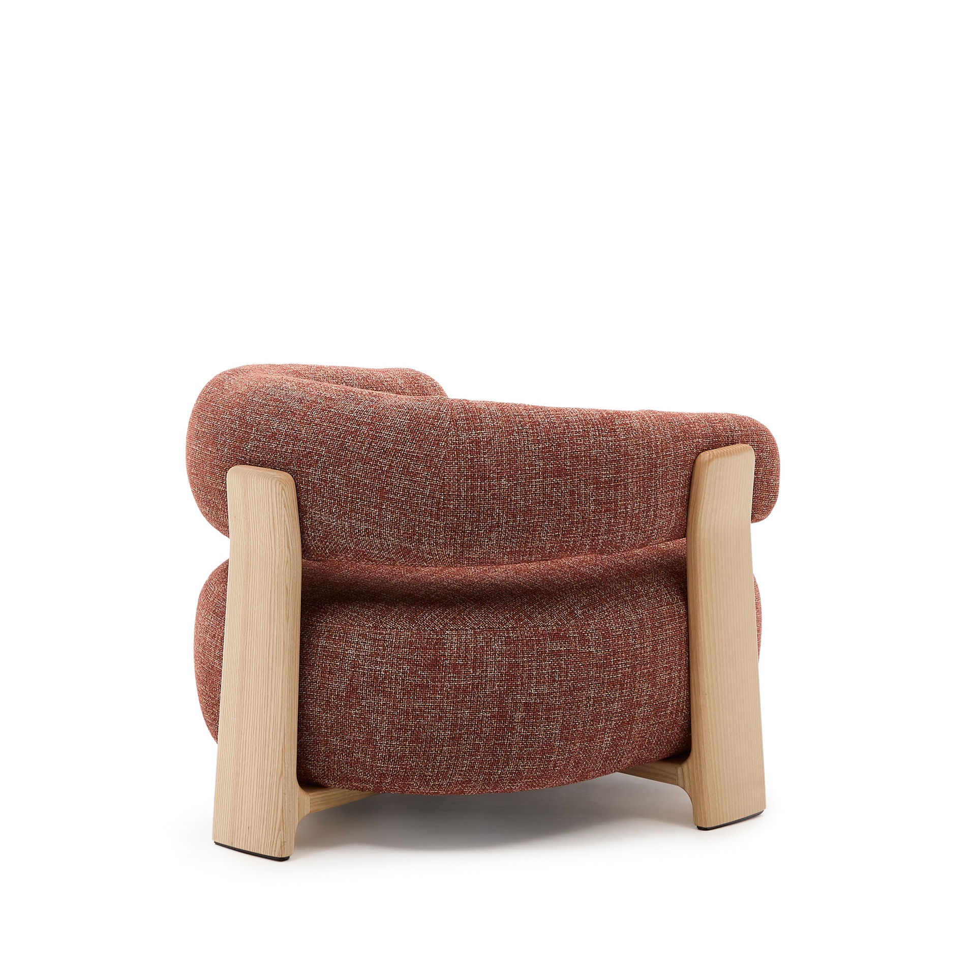 Granite terracotta chenille armchair with solid ash wood legs in a natural finish FSC 100%