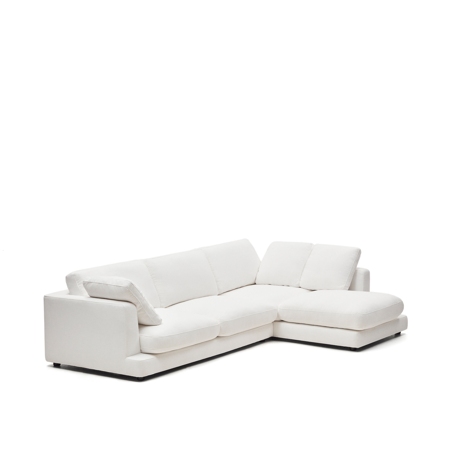 Gala 4 seater sofa with right side chaise longue in white, 300 cm