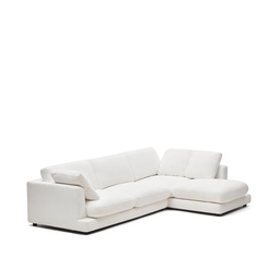 Gala 4 seater sofa with right side chaise longue in white, 300 cm