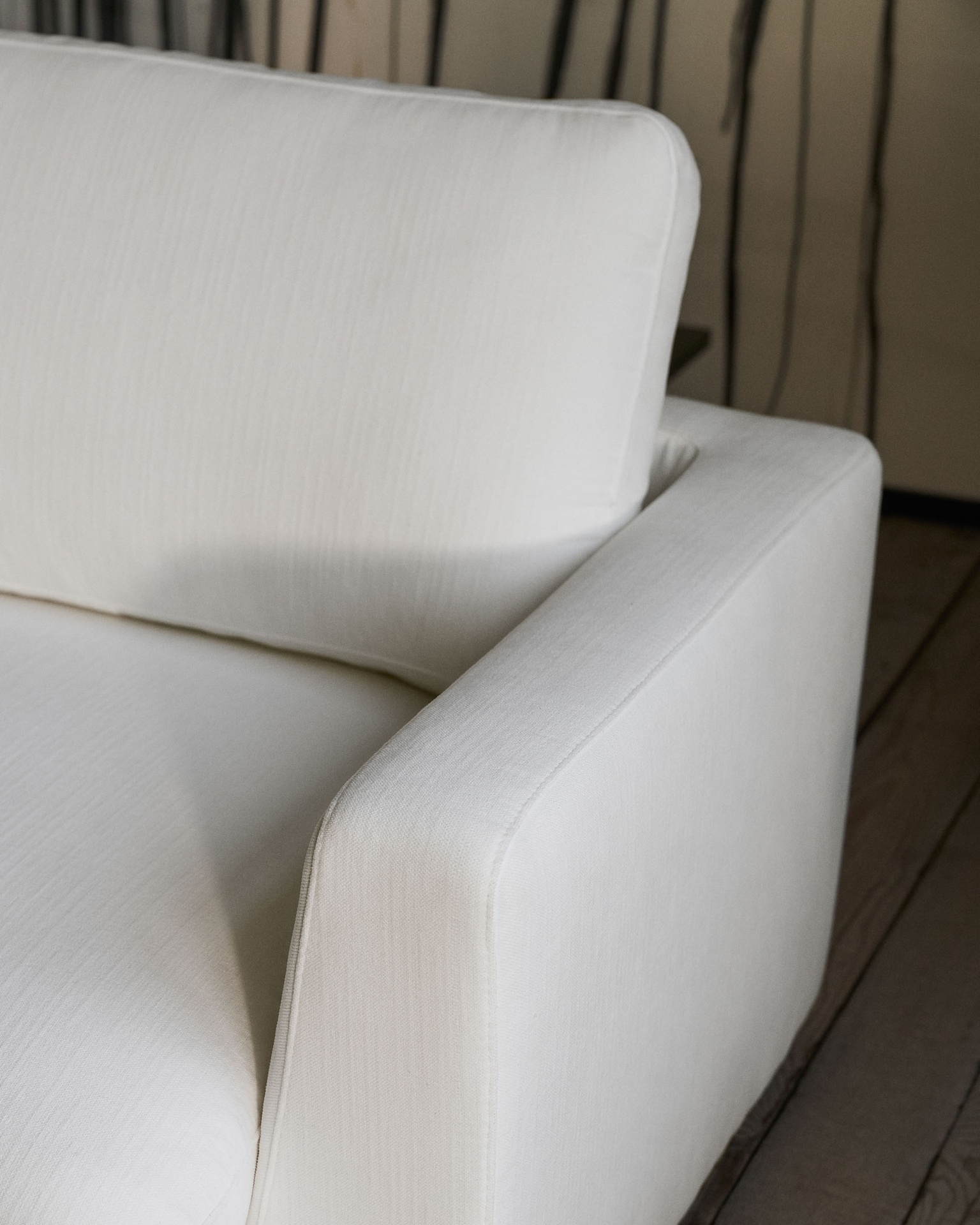 Gala 4 seater sofa with right side chaise longue in white, 300 cm
