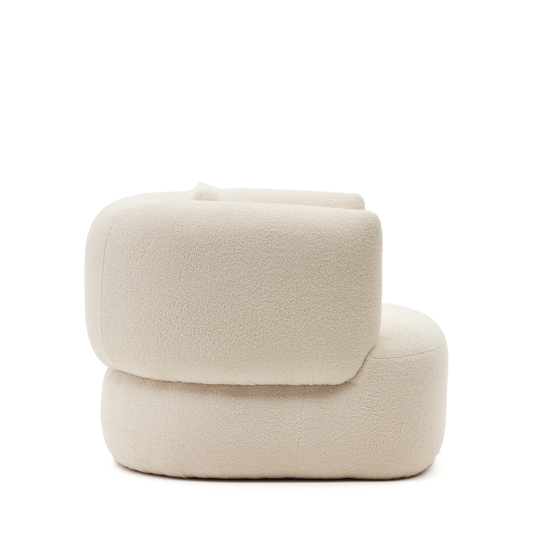 Martina swivel armchair in ecru bouclé with cushion FSC Mix Credit