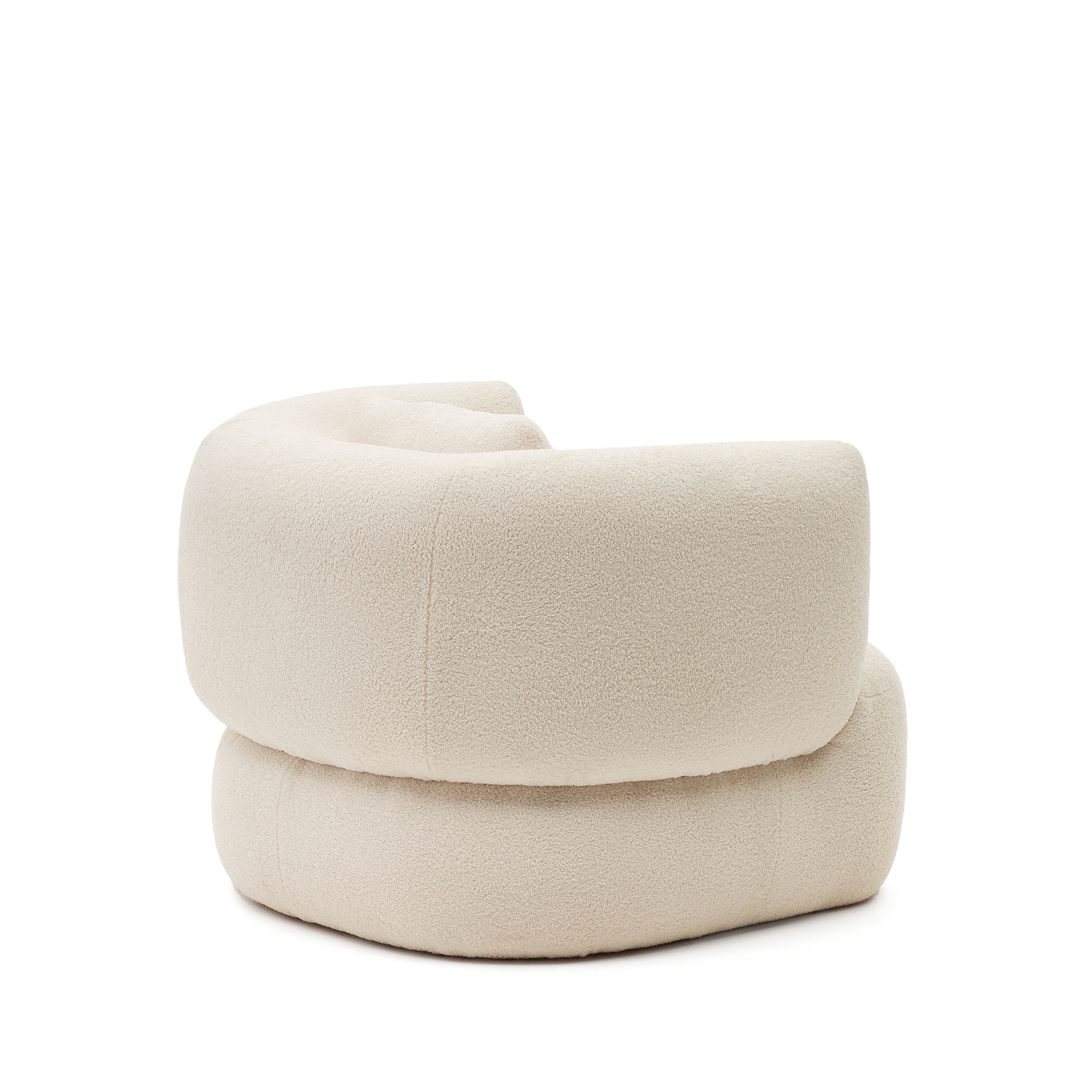 Martina swivel armchair in ecru bouclé with cushion FSC Mix Credit