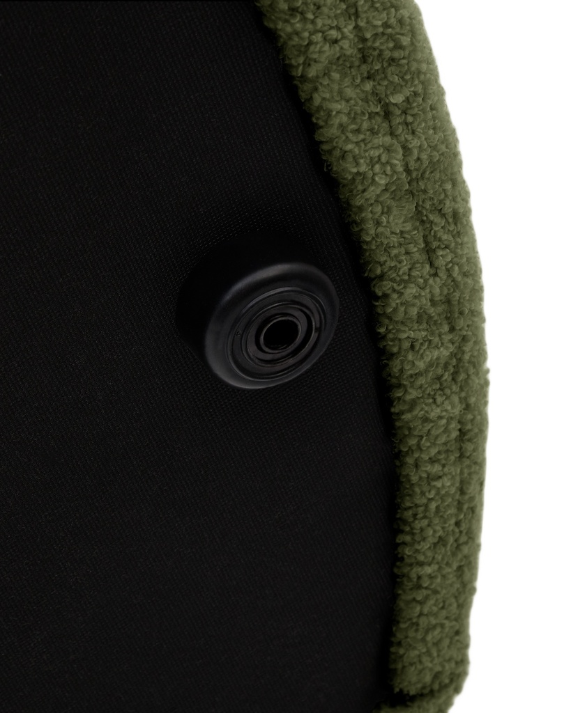 Kaeli footrest with removable cover in green bouclé Ø 60 cm
