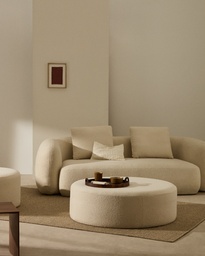 Kaeli footrest with removable cover in ecru bouclé Ø 120 cm