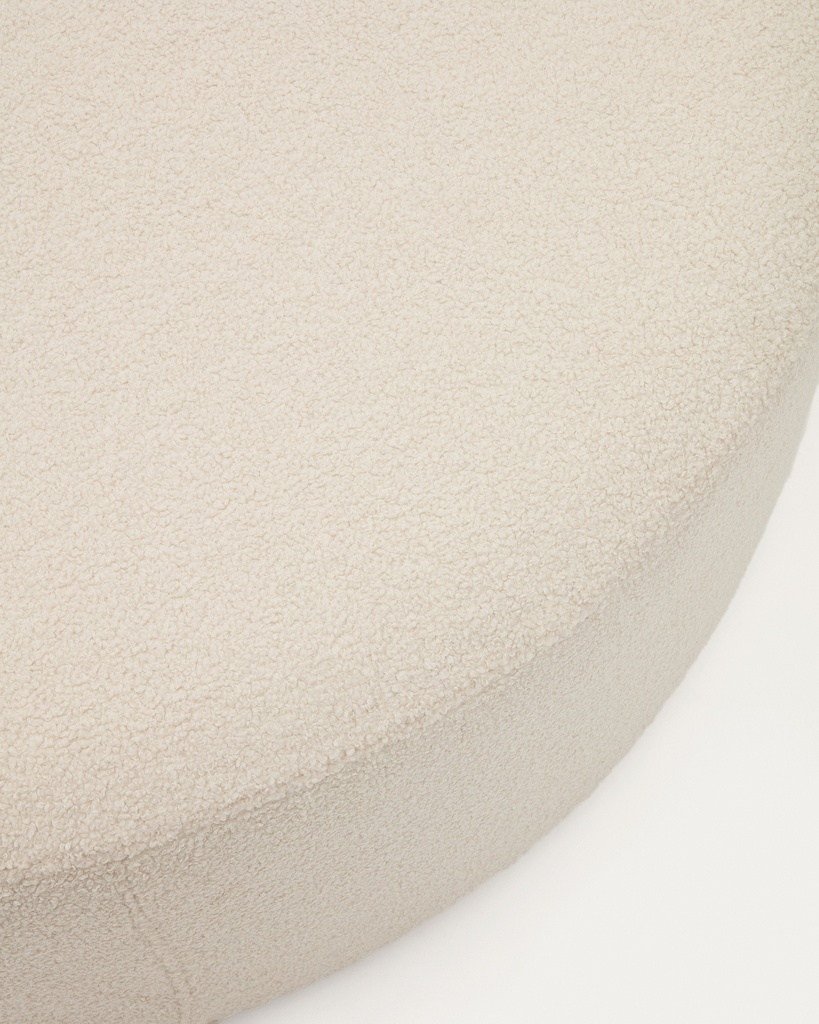 Kaeli footrest with removable cover in ecru bouclé Ø 120 cm