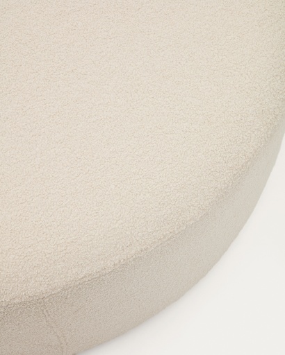 Kaeli footrest with removable cover in ecru bouclé Ø 120 cm
