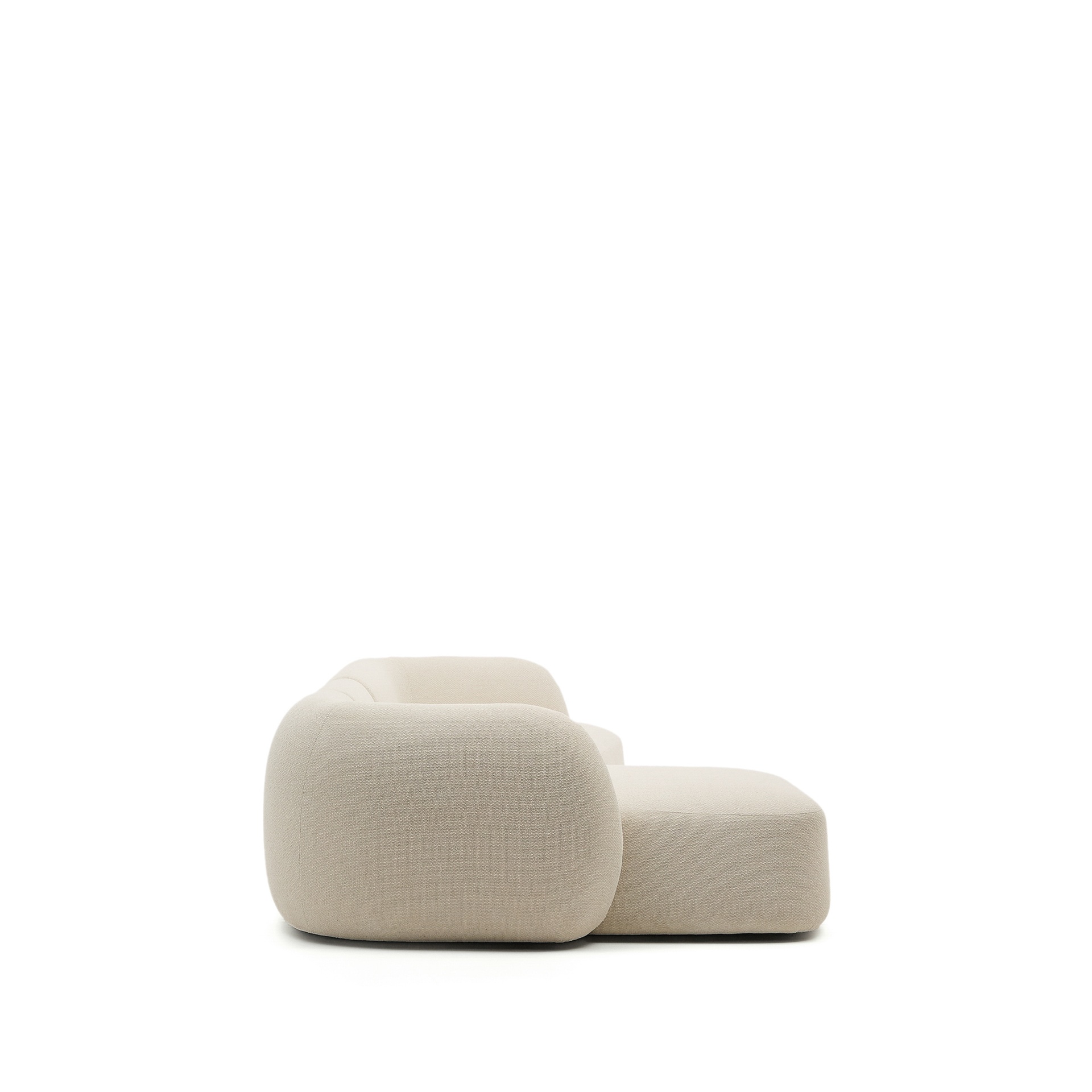 Modular 4-seater sofa Martina in ecru chenille with left chaise longue 377 cm