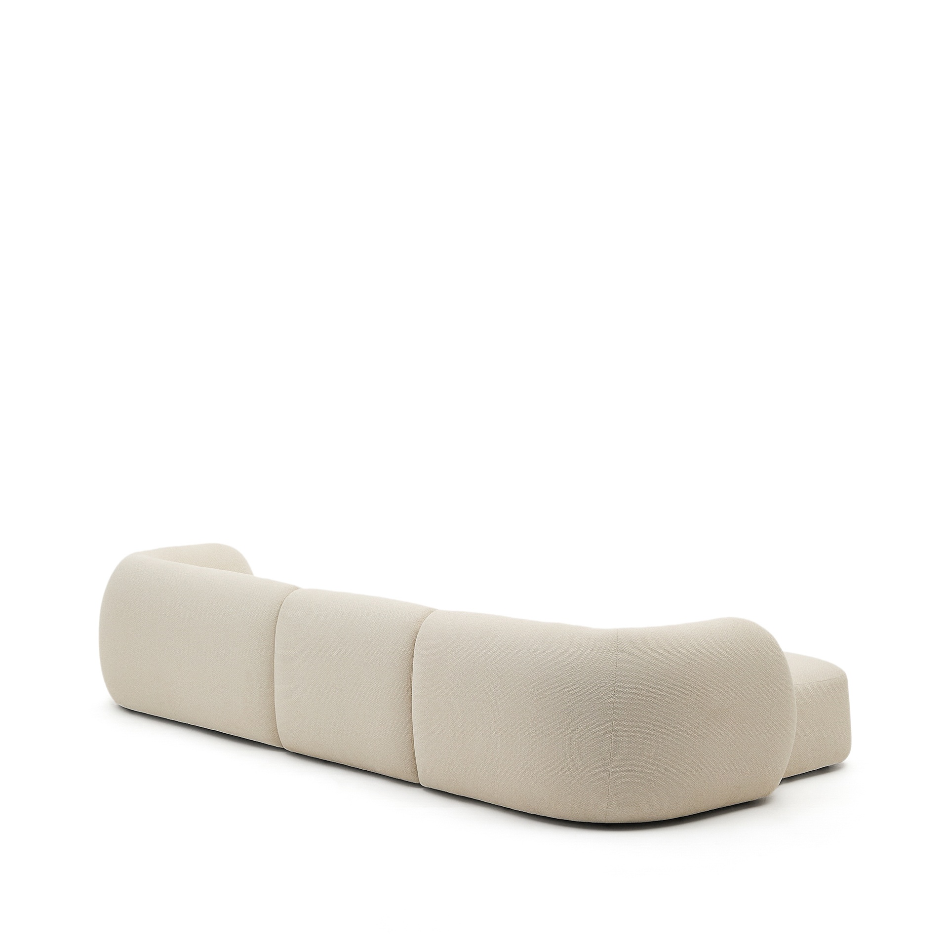 Modular 4-seater sofa Martina in ecru chenille with left chaise longue 377 cm
