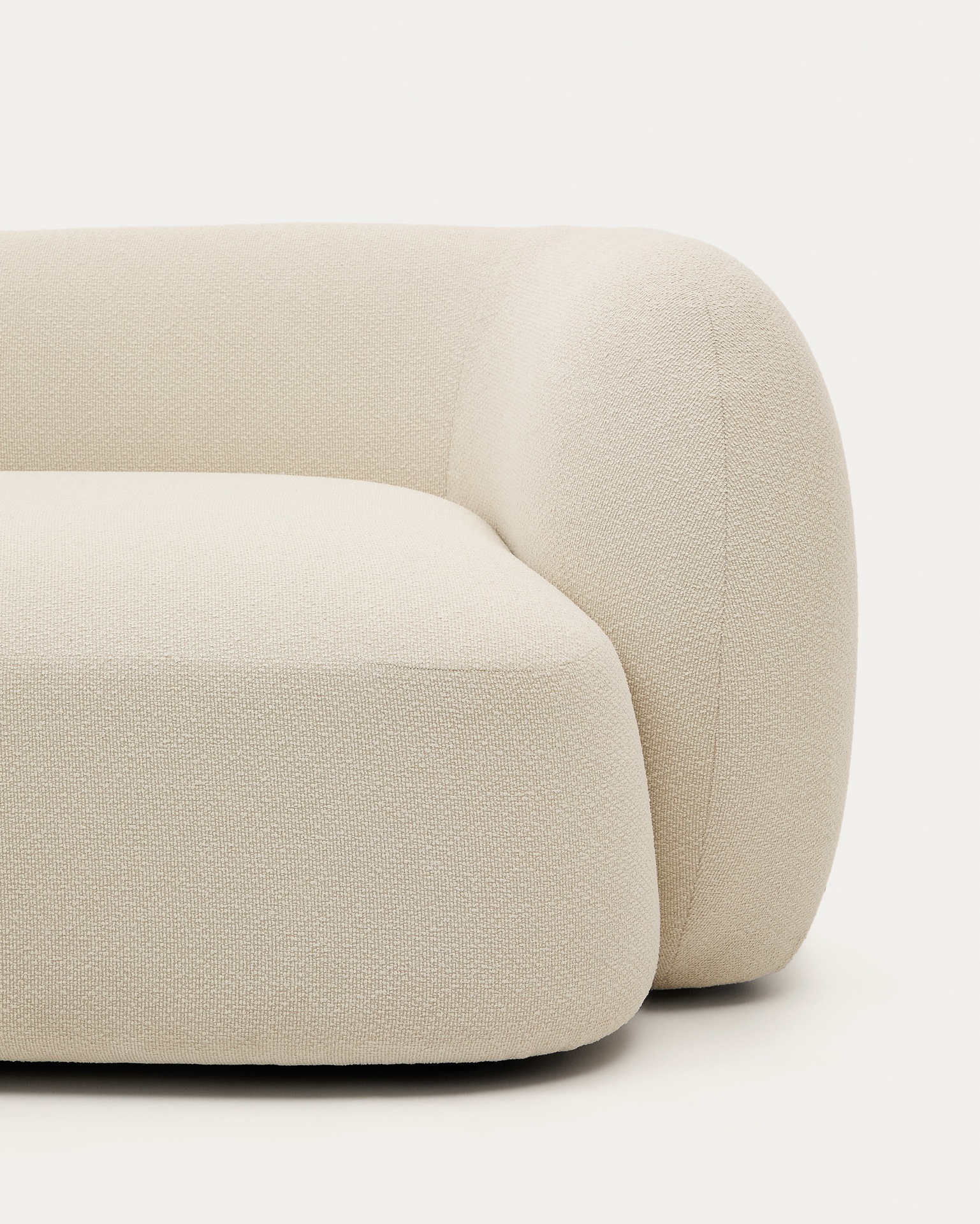 Modular 4-seater sofa Martina in ecru chenille with left chaise longue 377 cm