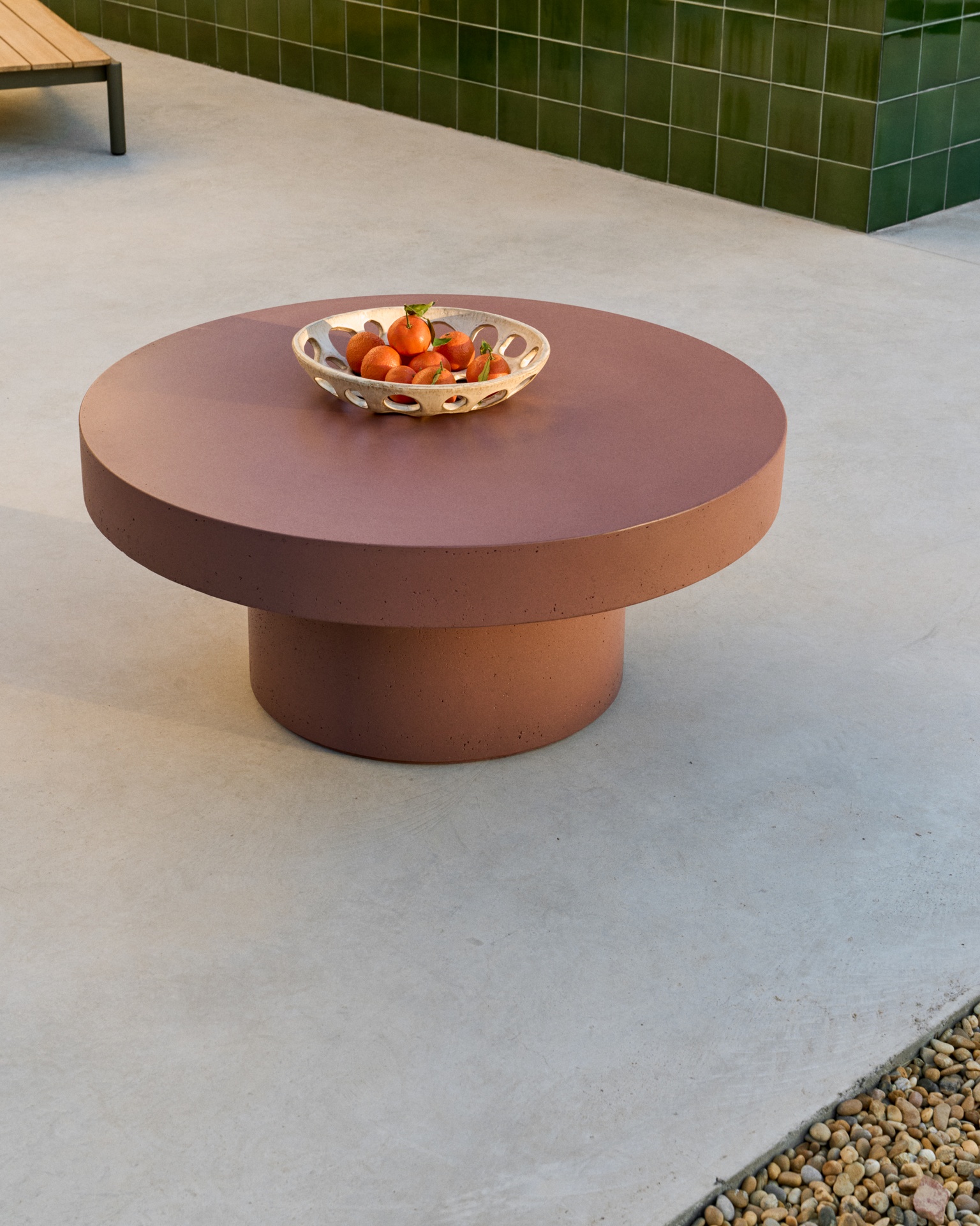 Aiguablava terracotta cement coffee table Ø66cm