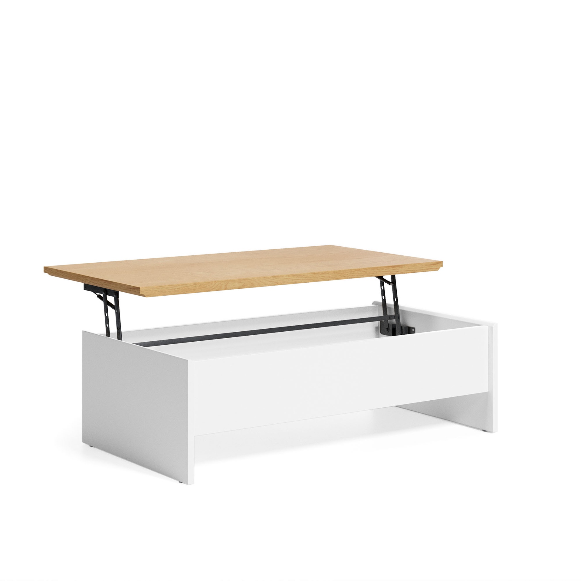 Abilen oak wood with white lacquer lift-up coffee table 110 x 60 cm FSC 100%