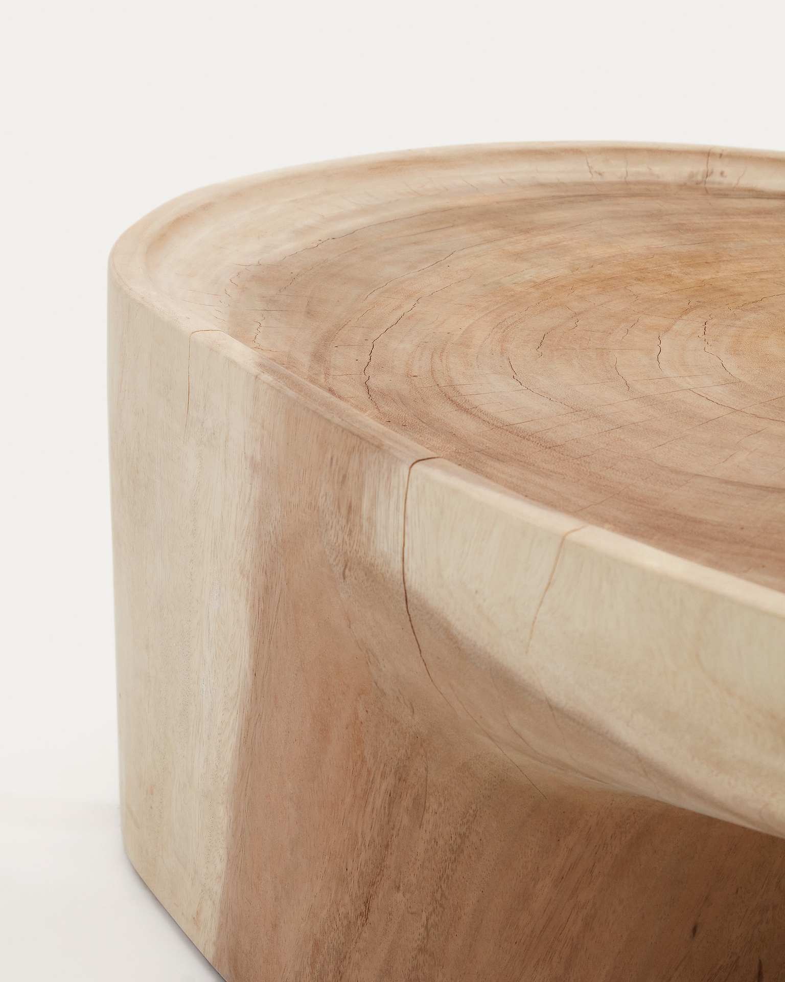 Mosi solid mungur wood coffee table with stand Ø 90 x 50 cm