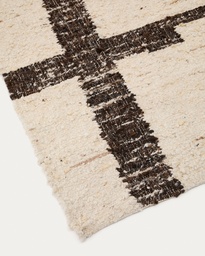 Hadin beige and brown graphic wool jacquard rug, 160 x 230 cm