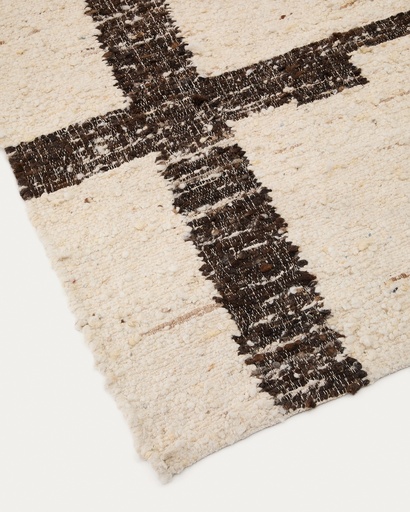 Hadin beige and brown graphic wool jacquard rug, 160 x 230 cm