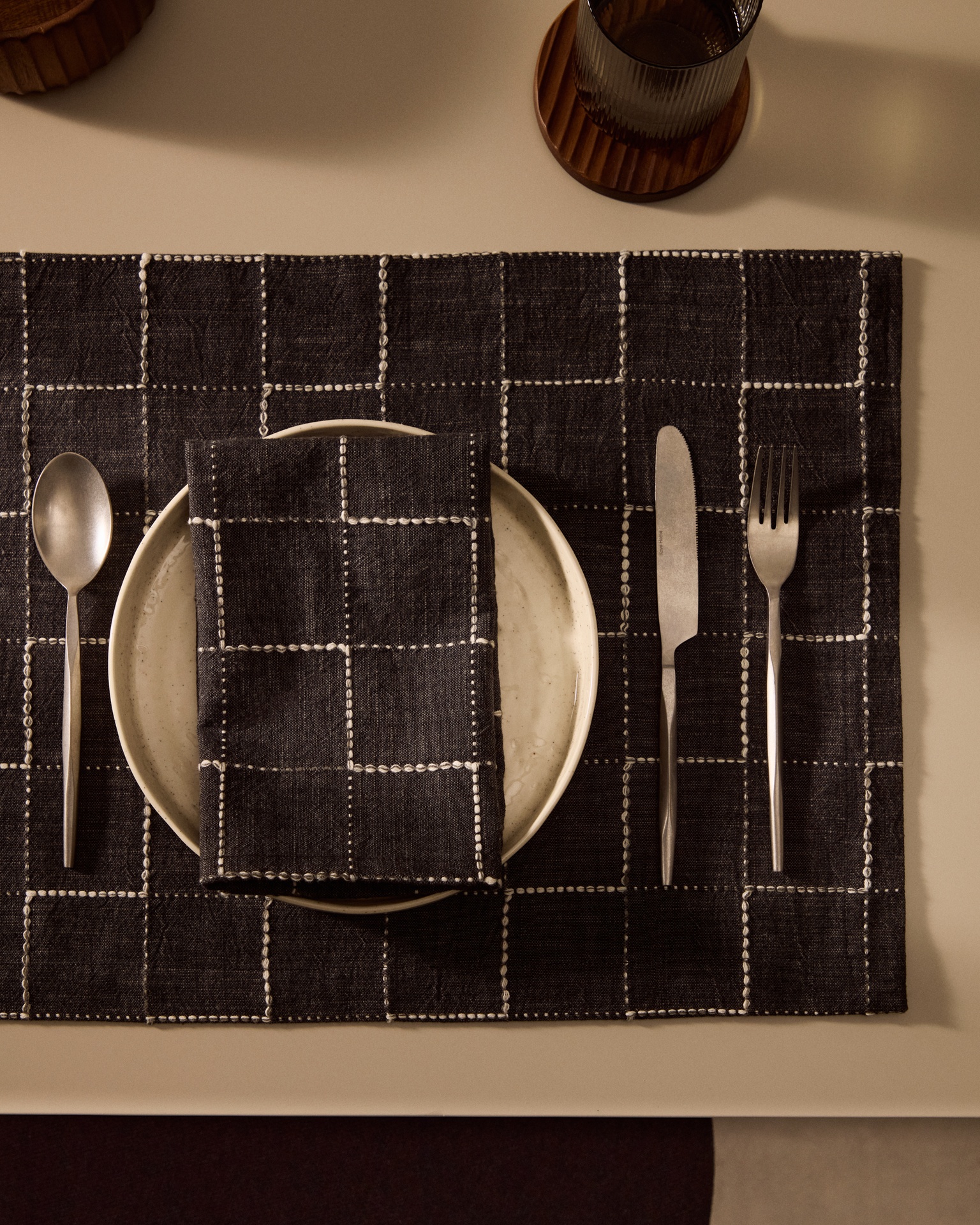 Ersen set of 2 black, 100% cotton napkins