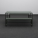 Sotil Set aus 2 Bänken und Tisch aus verzinktem Stahl mit grünem Finish 183 x 83 cm