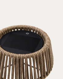 Aldet outdoor solar table lamp in beige mottled rope cord with beige metal stand