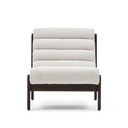 Magira armchair in white bouclé and solid oak wood with a dark finish