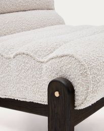 Magira armchair in white bouclé and solid oak wood with a dark finish