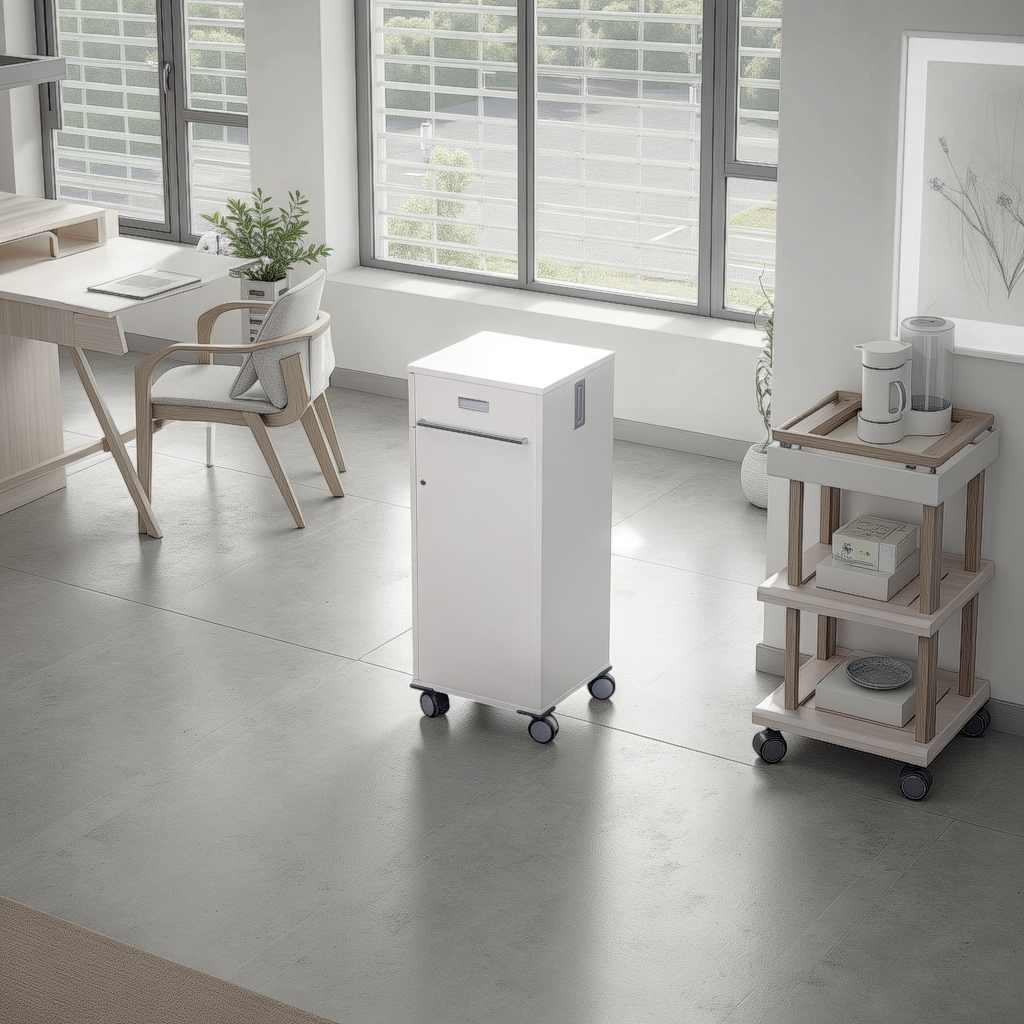 Mobiler Büroorganizer weiss refurbished mit Schlüssel