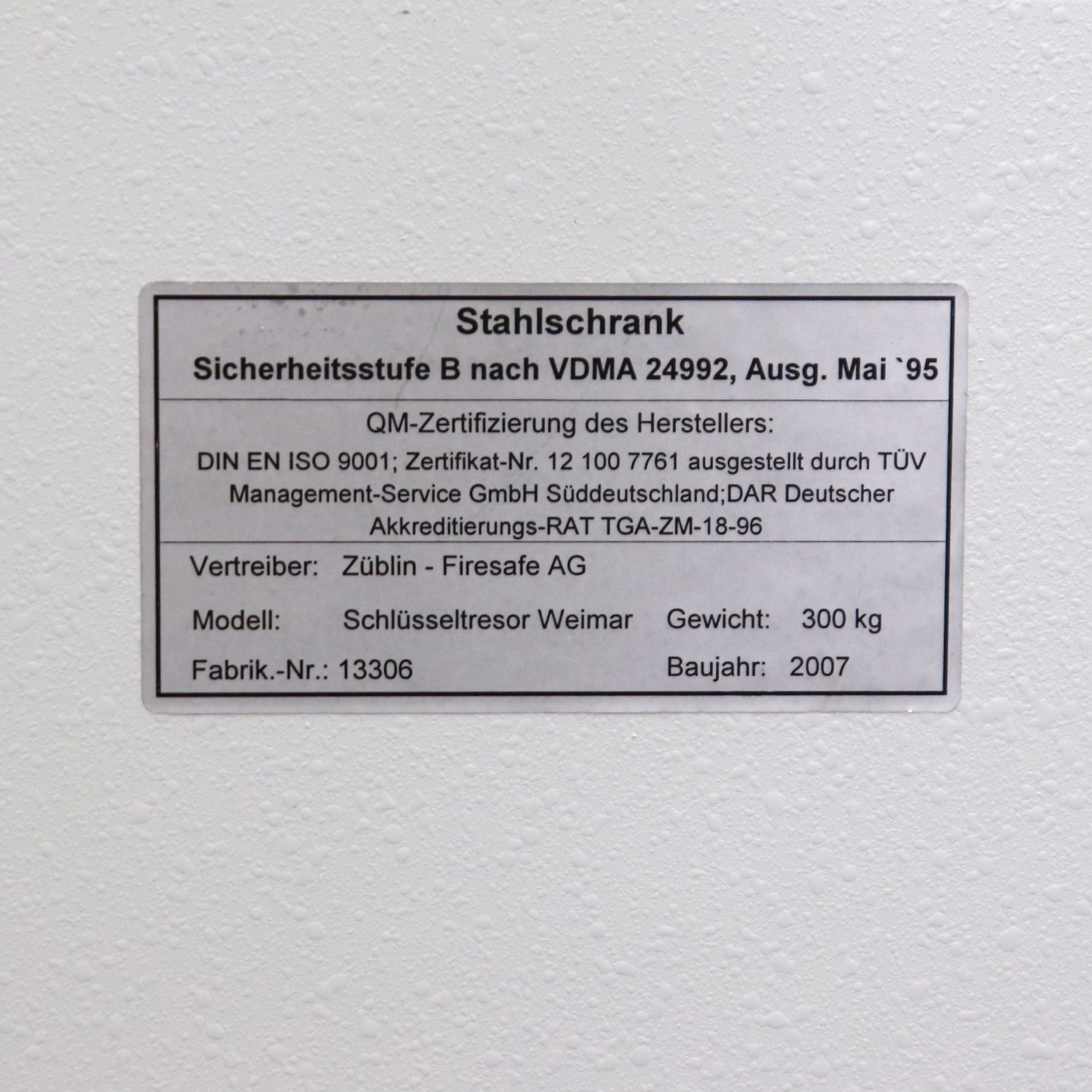 Schlüssel Tresore Züblin