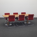 Konferenztisch Bootsförmig Nussbaum mit Wilkhahn Stühlen